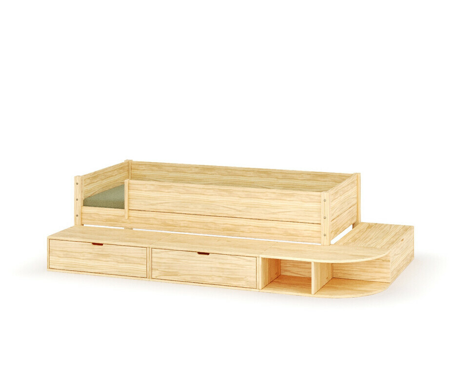 Lit enfant Combeebed bois avec estrade et barrires - matelas inclus