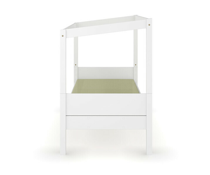Vue de profil du lit cabane Combeebed avec matelas en option