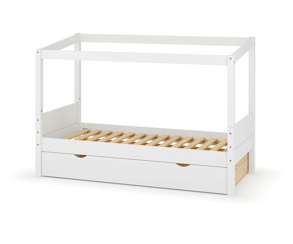 Lit cabane blanc Combeebed avec tiroir