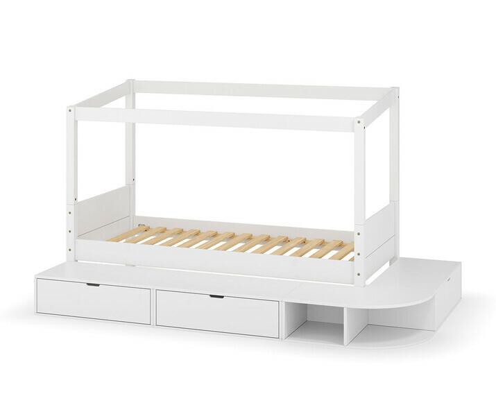 Lit enfant cabane blanc Combeebed avec estrade