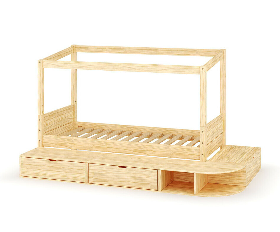 Lit enfant cabane bois Combeebed avec estrade