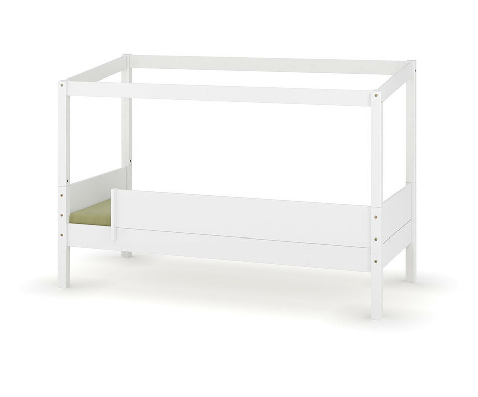 Lit cabane blanc Combeebed avec barrires avant + Matelas 