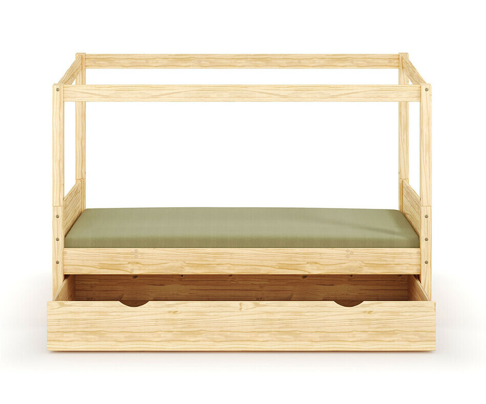 Lit cabane en bois massif avec tiroir + matelas