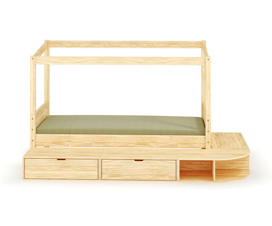 Lit enfant cabane Combeebed avec estrade et matelas