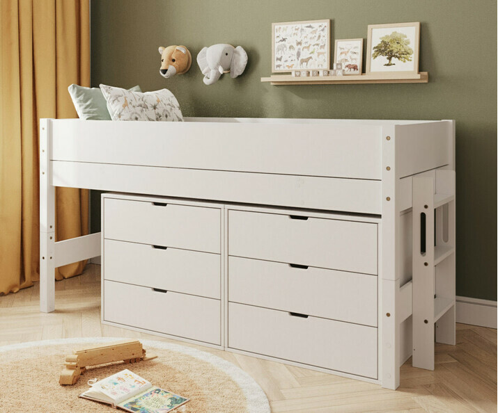 Lit enfant Combeebed blanc avec commodes