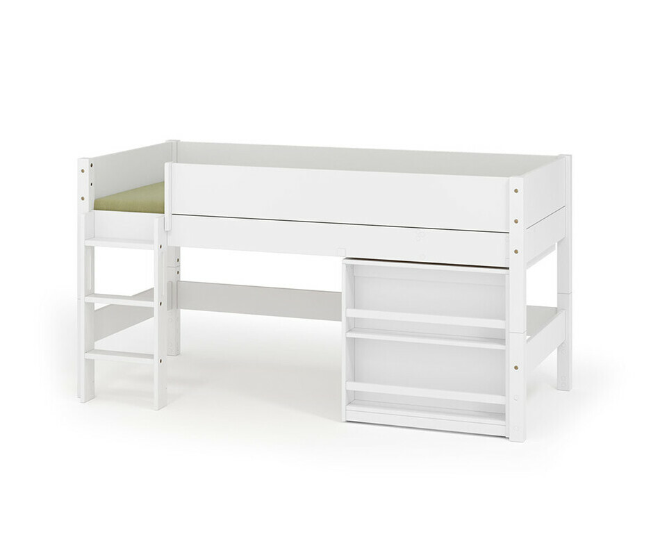 Lit mi hauteur blanc avec bureau repli et chelle grand ct