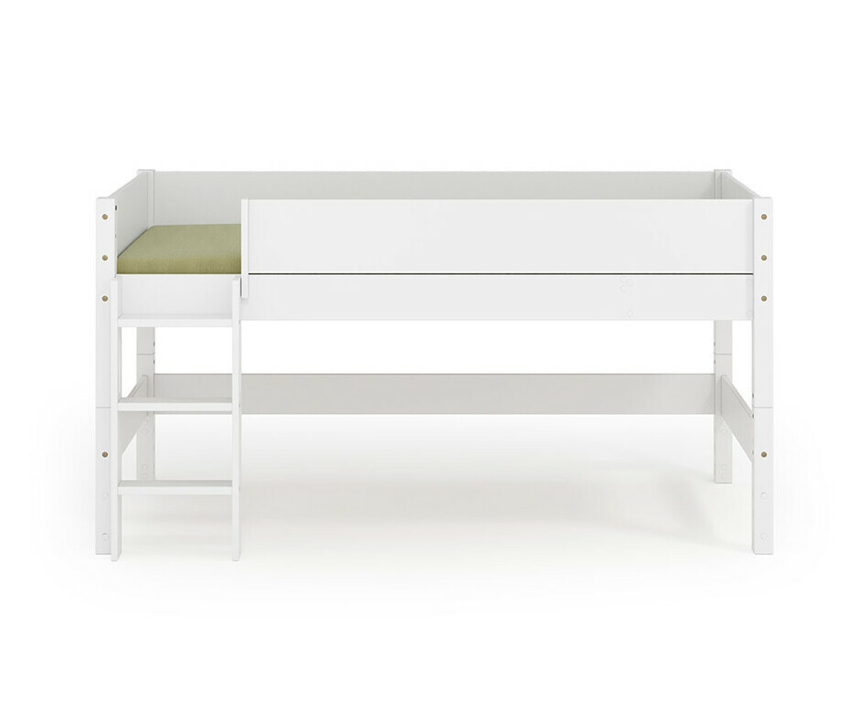 Lit mi hauteur Combeebed echelle grand cot blanc + matelas avec vue de face