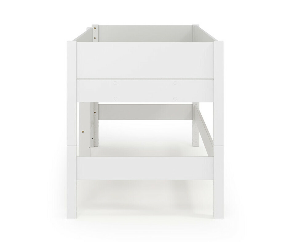 Vue de profil du lit mi hauteur blanc Vue de profil du lit mi hauteur blanc