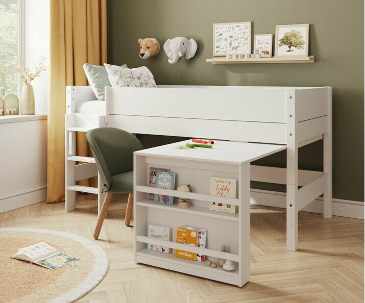 Lit mi-hauteur enfant avec bureau et matelas - Combeebed