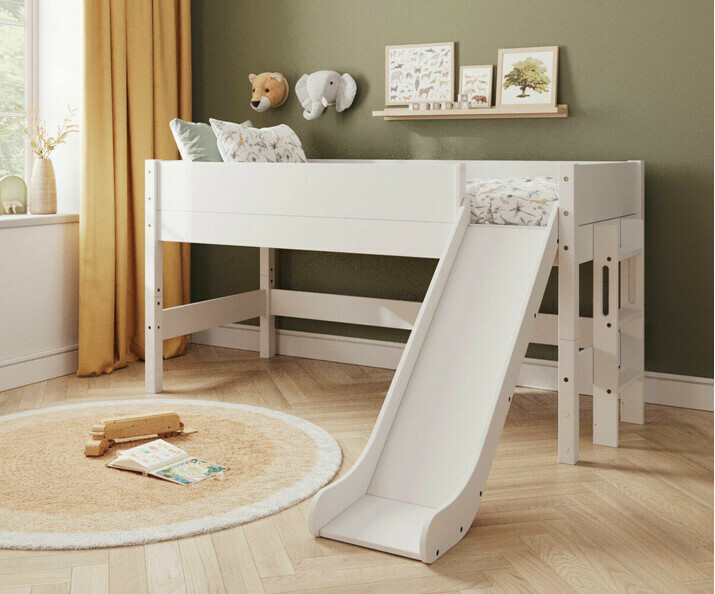 Lit mi-hauteur enfant avec toboggan - Combeebed
