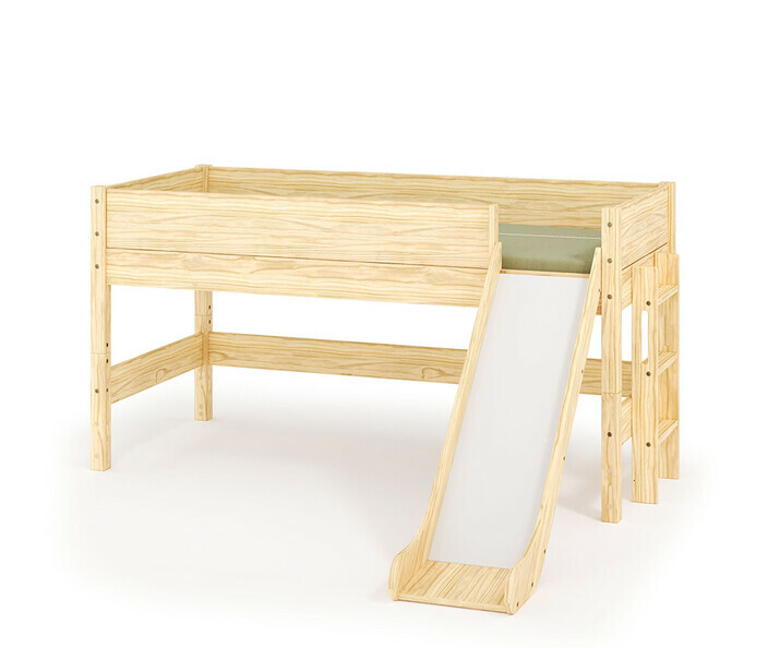 Lit mi hauteur bois avec toboggan + matelas