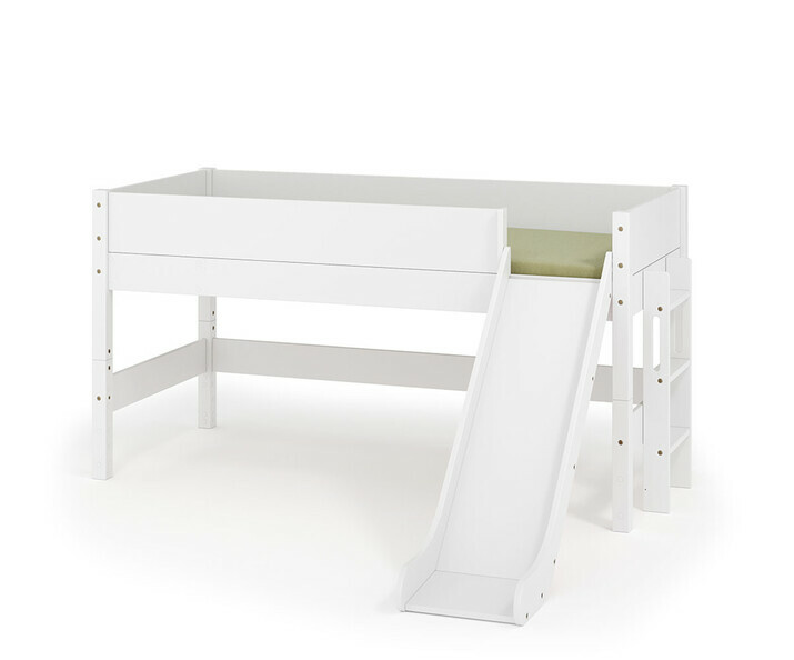 Lit mi hauteur blanc avec toboggan + matelas