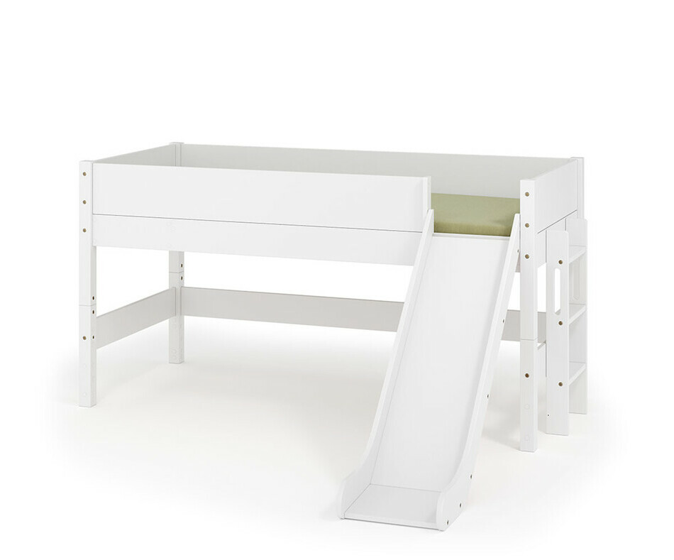 Lit mi hauteur blanc avec toboggan + matelas