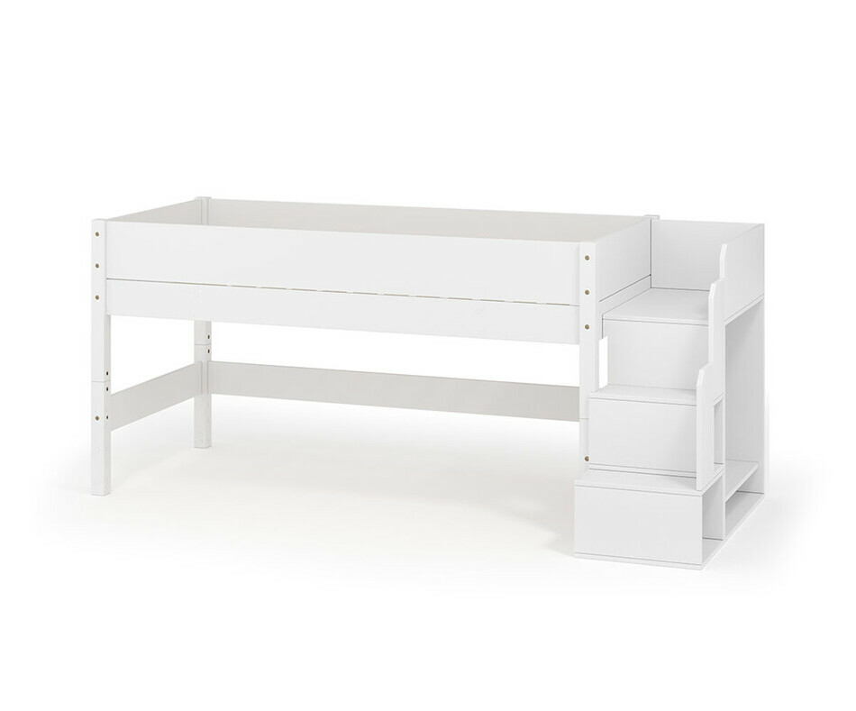 Lit mi hauteur blanc enfant Combeebed avec escalier