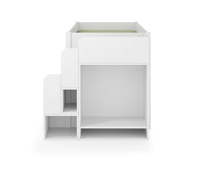 Vue de profil - Lit enfant Combeebed avec escalier et cases de rangement