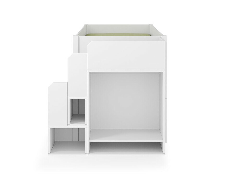 Vue de profil - Lit enfant Combeebed avec escalier et cases de rangement