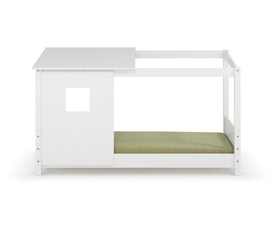 Lit Montessori enfant Combeebed cabane blanc avec matelas en option de face Lit Montessori enfant Combeebed cabane blanc avec matelas en option de face