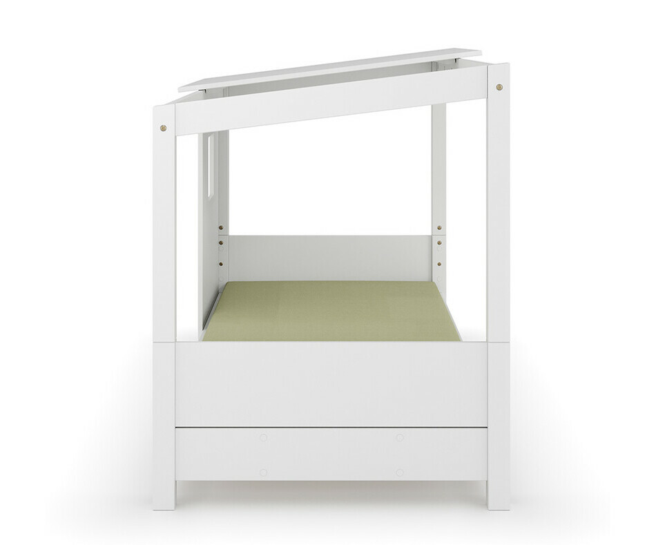 Lit Montessori cabane Combeebed de profil blanc avec matelas en option Lit Montessori cabane Combeebed de profil blanc avec matelas en option
