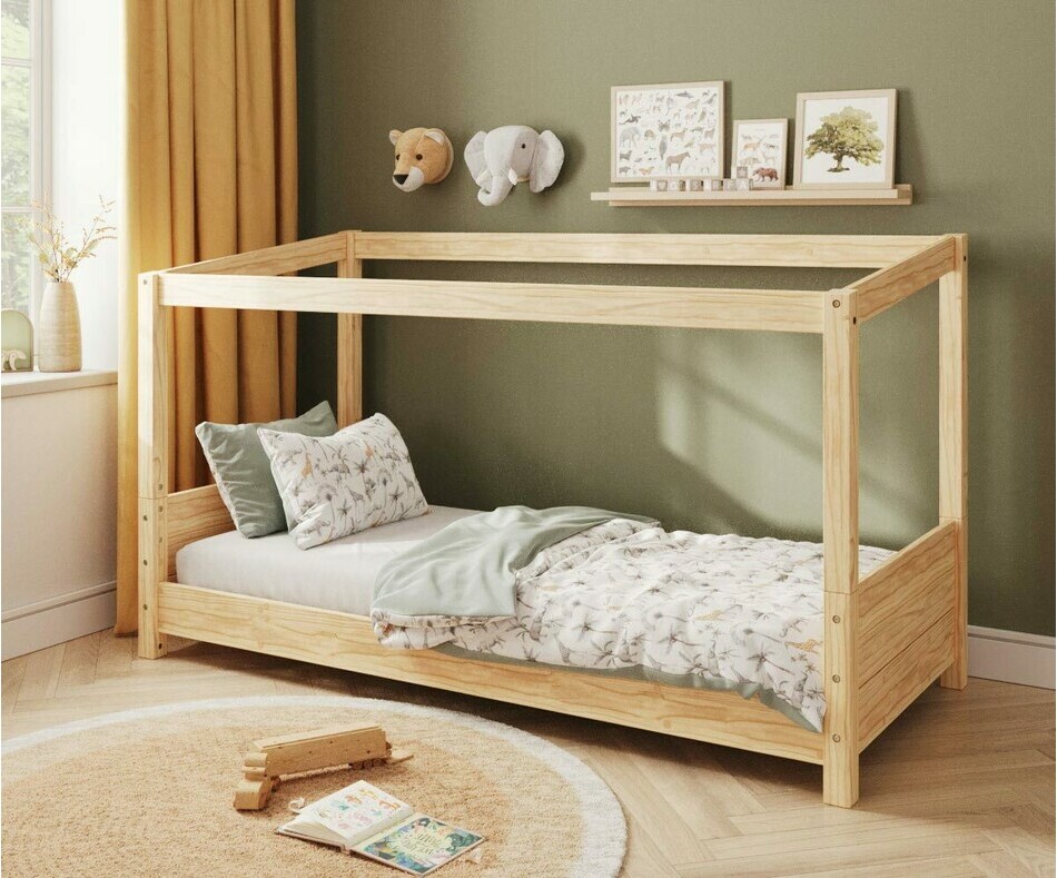 Lit bois Combeebed Montessori avec structure cabane 