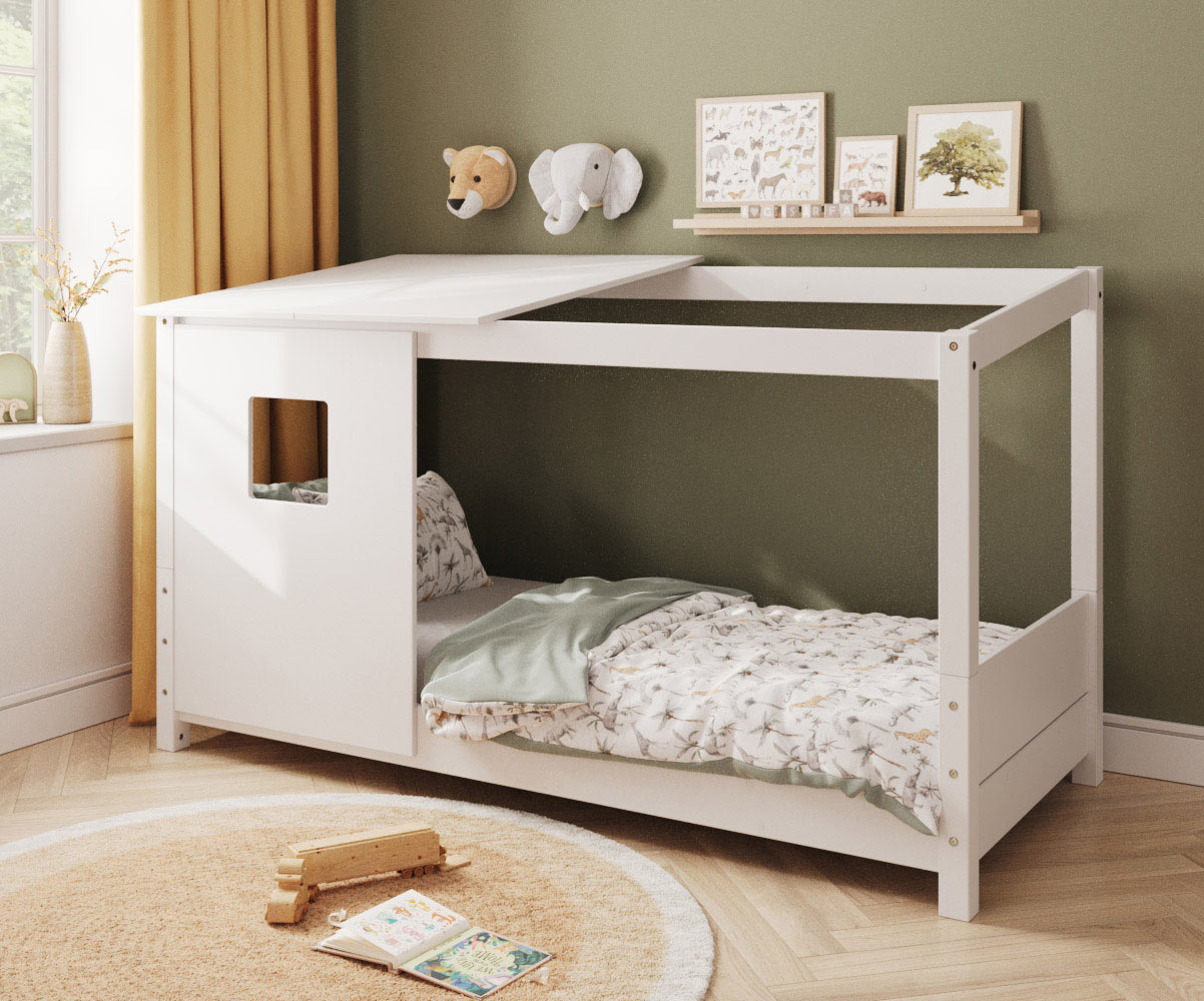 Lit Montessori cabane blanc Combeebed avec matelas en option Lit Montessori cabane blanc Combeebed avec matelas en option