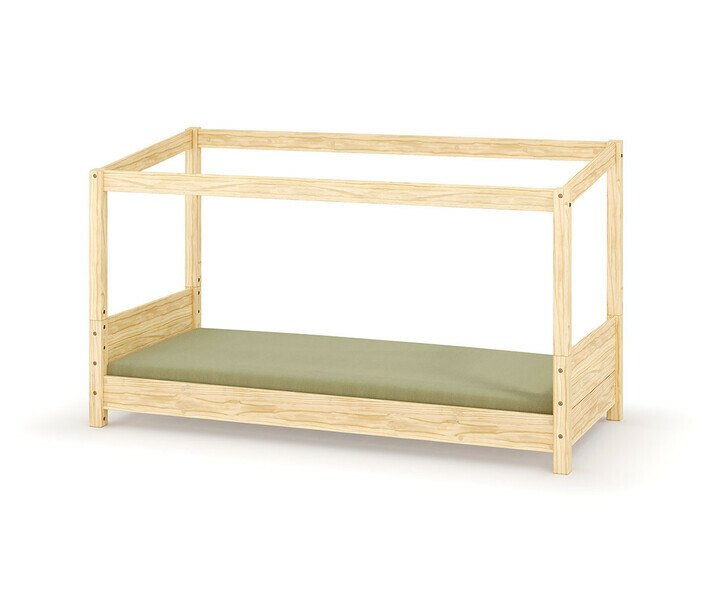 Lit enfant Montessori avec structure cabane bois avec matelas