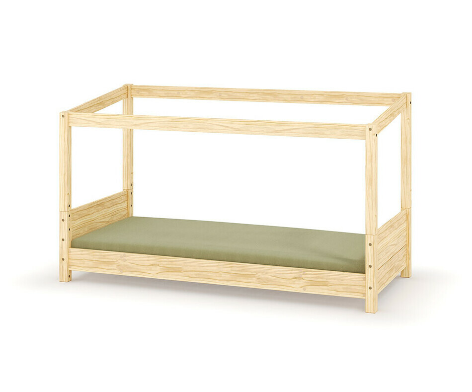 Lit enfant Montessori avec structure cabane bois avec matelas