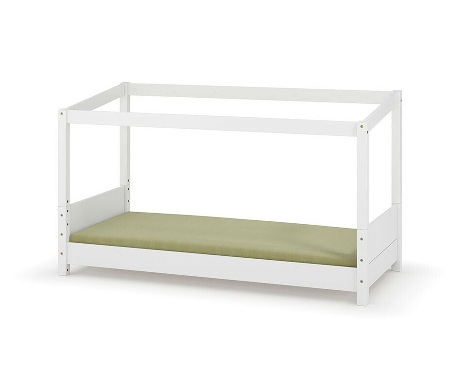 Lit enfant Montessori avec structure cabane blanc avec matelas