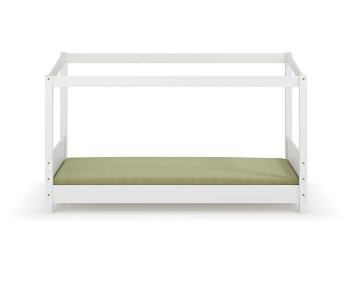 Lit enfant Montessori avec structure cabane blanc avec matelas 