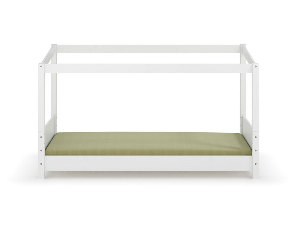 Lit enfant Montessori avec structure cabane blanc avec matelas 