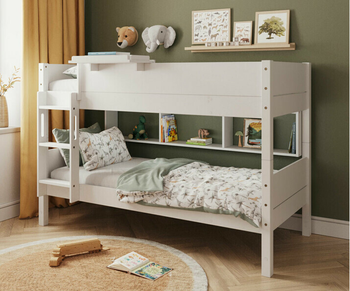 Lit superpos Combeebed blanc echelle grand ct de ct avec tagre en option