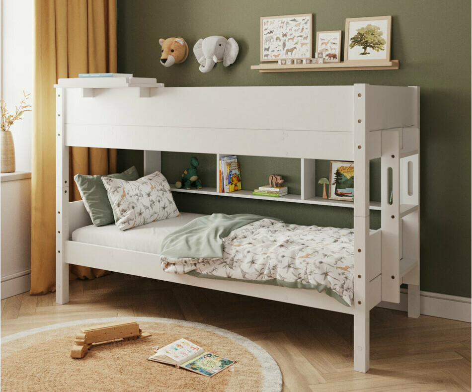 Lit superpos Combeebed blanc echelle petit ct de ct avec tagre en option