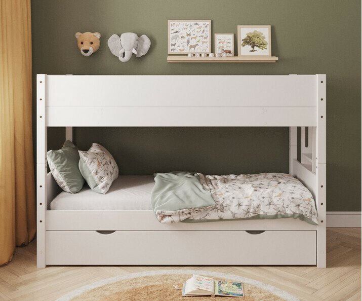 Lit superpos Combeebed blanc echelle petit ct de face