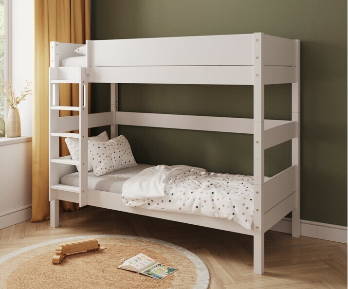 Lit superposé haut enfant Combeebed blanc avec échelle grand côté Lit superposé haut enfant Combeebed blanc avec échelle grand côté