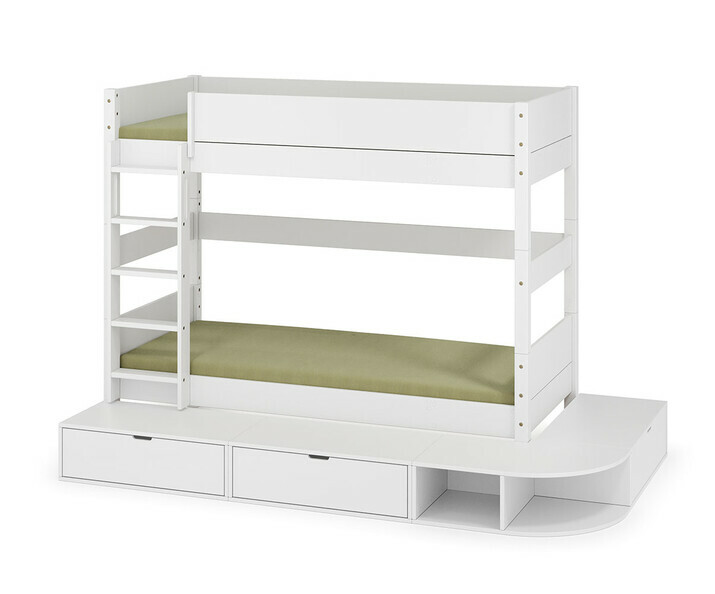 Lit superposé haut enfant avec estrade Combeebed échelle grand côté blanc Lit superposé haut enfant avec estrade Combeebed échelle grand côté blanc