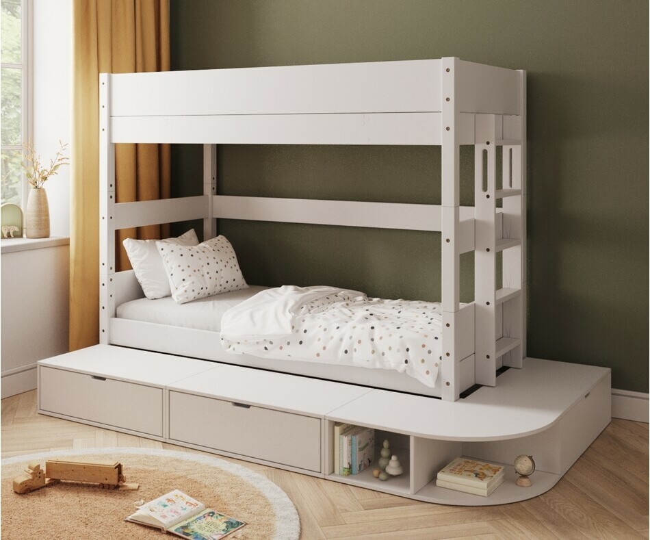 Lit superpos haut enfant avec estrade Combeebed chelle petit ct blanc