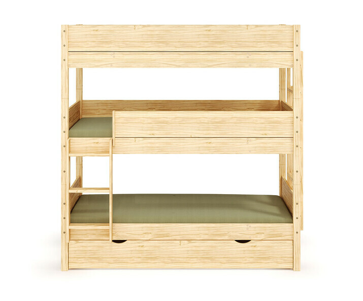 Lit 3 couchages Combeebed bois avec gigogne échelle petit côté Lit 3 couchages Combeebed bois avec gigogne échelle petit côté