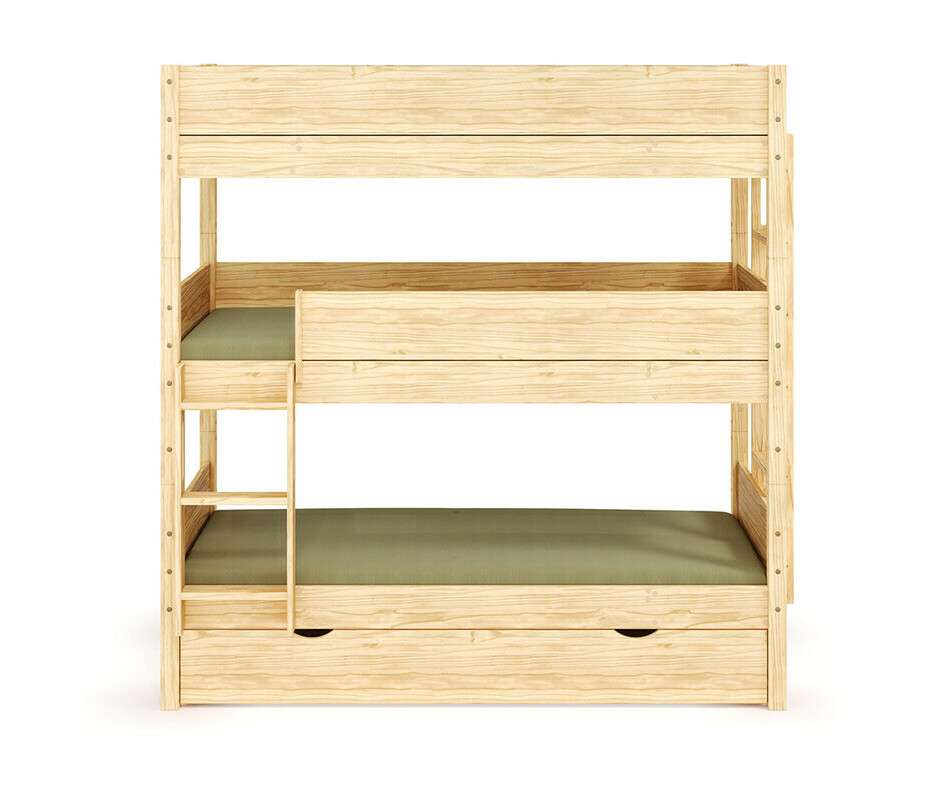 Lit 3 couchages Combeebed bois avec gigogne échelle petit côté Lit 3 couchages Combeebed bois avec gigogne échelle petit côté