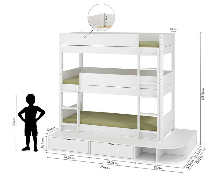Dimensions du lit 3 couchages avec estrade Dimensions du lit 3 couchages avec estrade