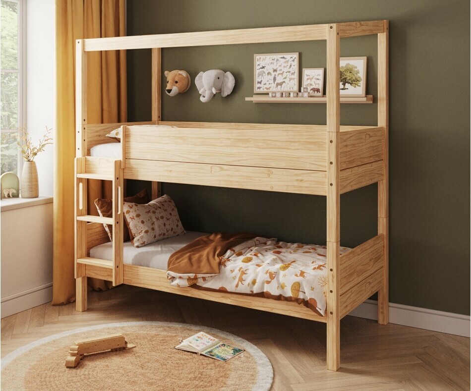 Lit superposé cabane bois échelle grand côté Lit superposé cabane bois échelle grand côté