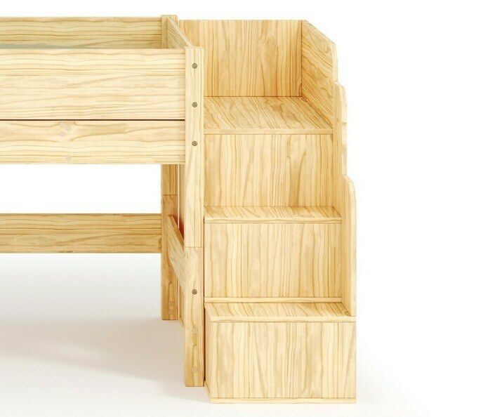 Vue de face de l'escalier bois pour lit mi hauteur Combeebed