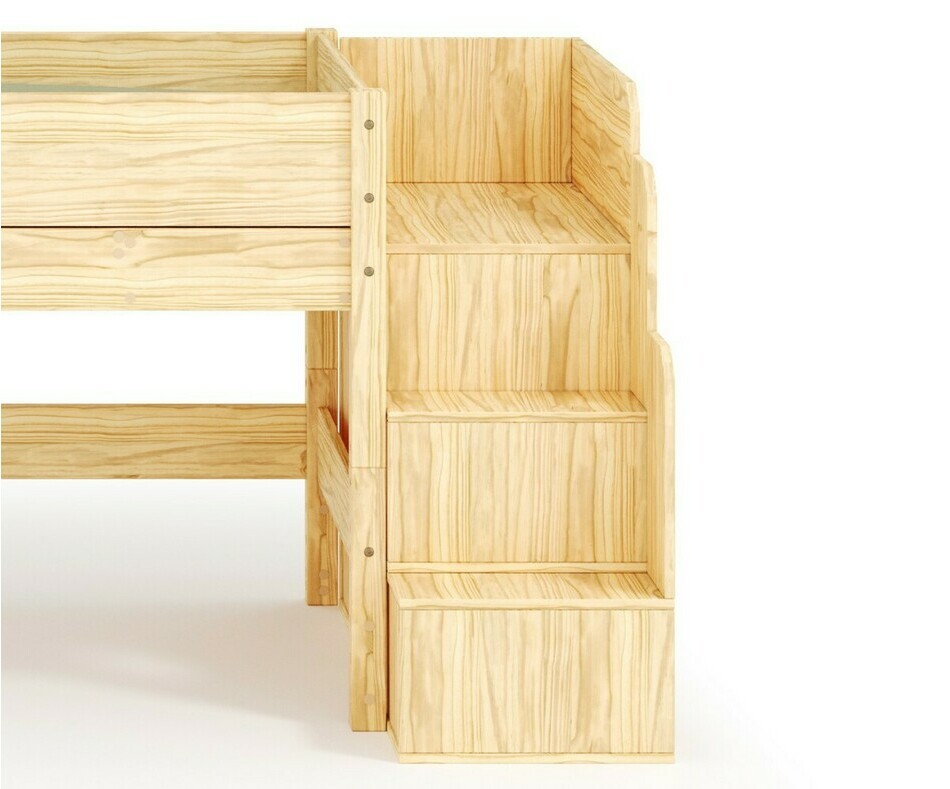 Vue de face de l'escalier bois pour lit mi hauteur Combeebed