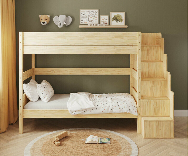 Lit superpos� avec escalier haut bois