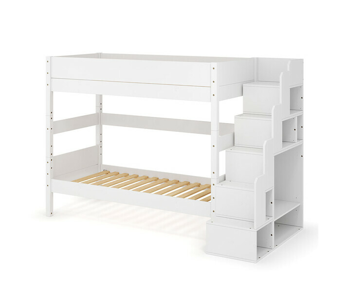 Lit blanc superpos� Combeebed avec escalier vue de 3/4