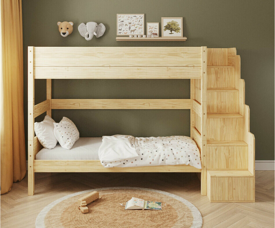 Lit superpos� avec escalier haut bois + matelas