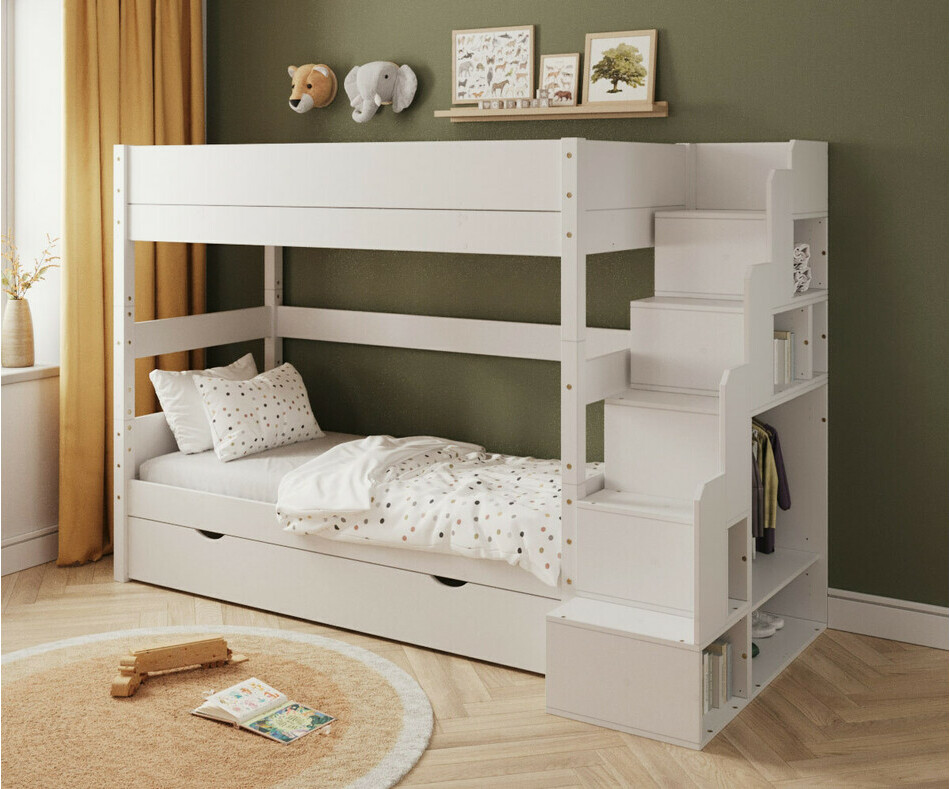Lit Combeebed superpos� avec escalier blanc + sommier gigogne