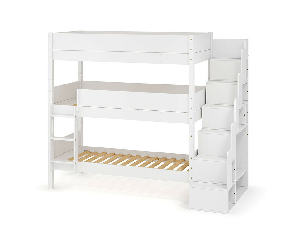 Lit superpos� 3 places Combeebed avec escalier blanc