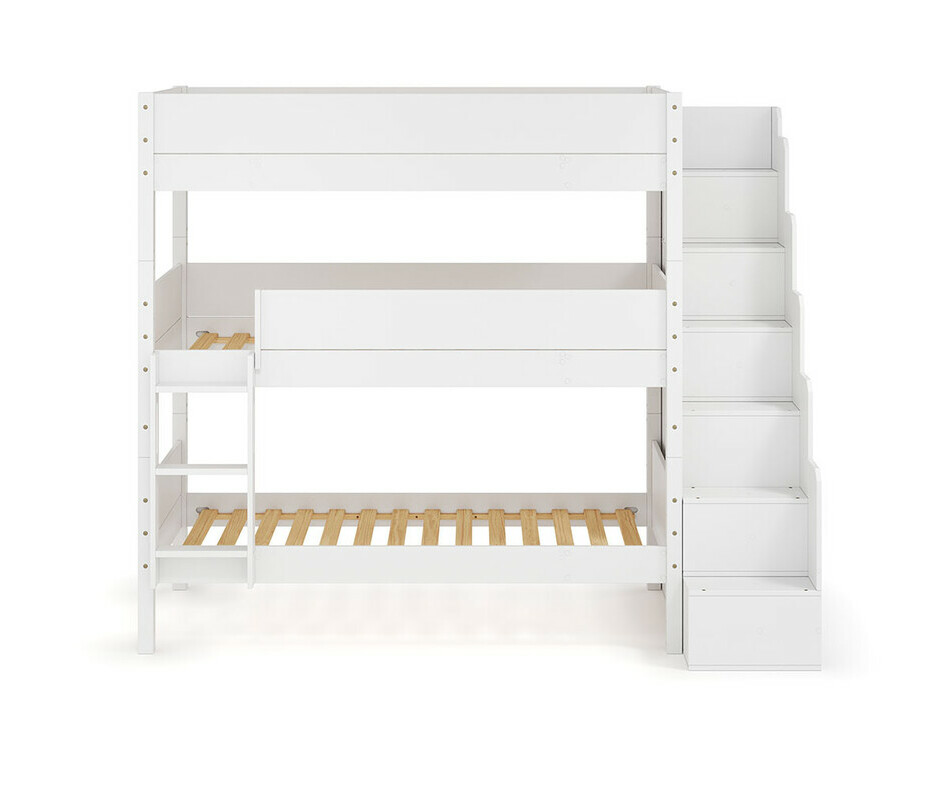 Lit superpos� 3 places Combeebed avec escalier blanc - vue de face
