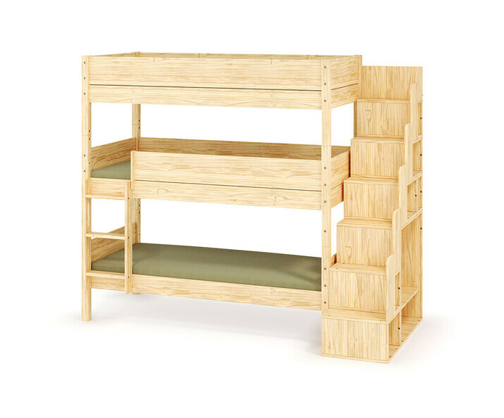 Lit superpos� 3 places Combeebed avec escalier bois + matelas