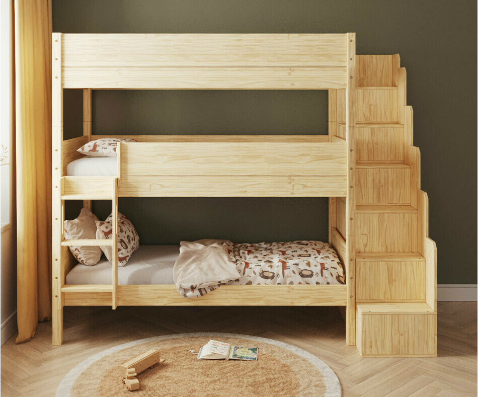Lit superpos� Combeebed 3 places bois avec escalier