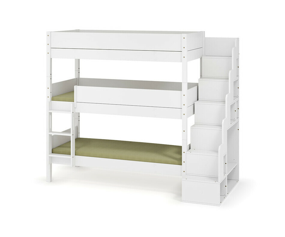 Lit superpos� 3 places Combeebed avec escalier blanc + matelas